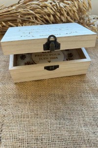 Boîte d'annonce grossesse en bois | Boule de Noël personnalisée