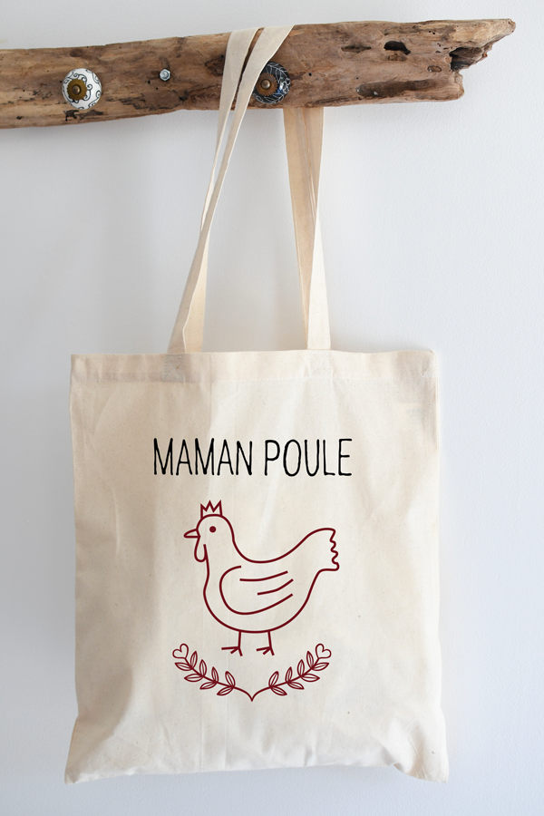 Tote bag coton | Maman poule vintage