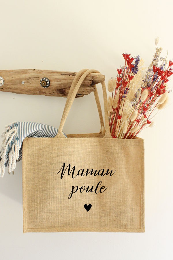 Cabas en jute | Maman poule Cabas en jute | Maman poule
