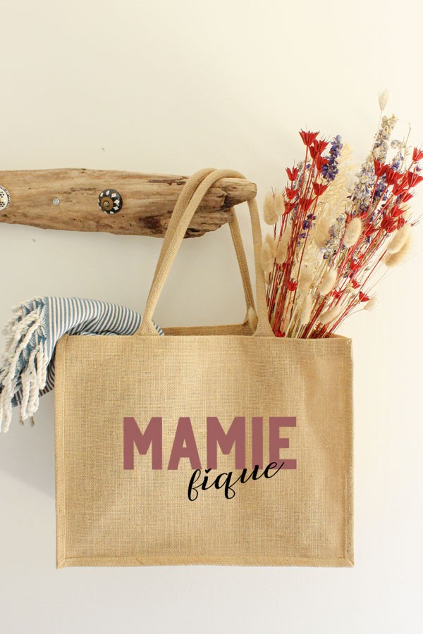 Cabas en jute | Mamie-fique - rose