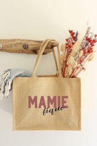 Cabas en jute | Mamie-fique - rose