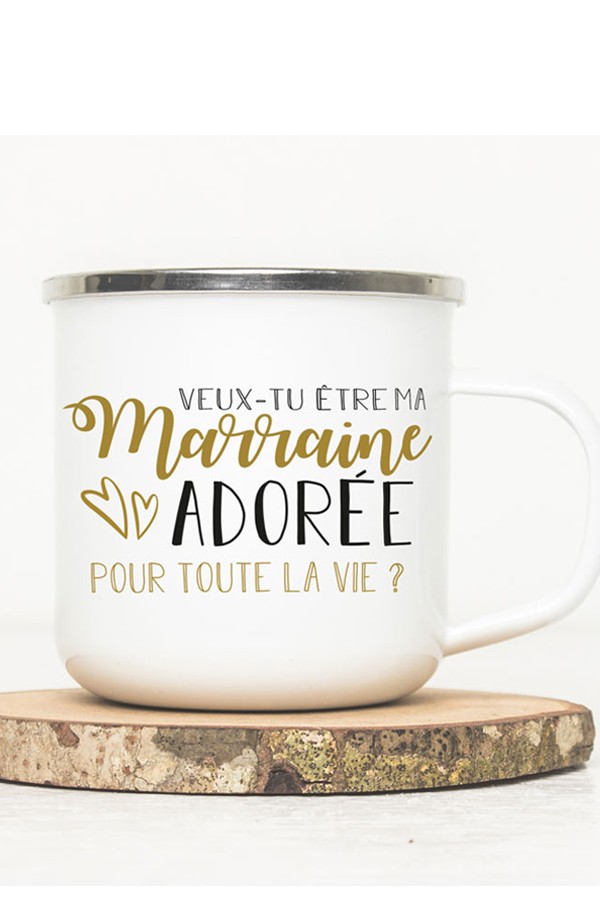 Mug vintage métal | Annonce, Demande marraine