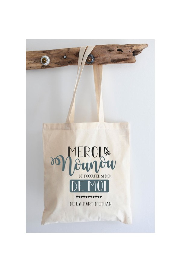 Tote bag coton personnalisé | Merci Nounou