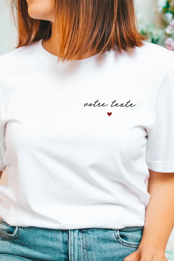 T-shirt personnalisé femme | Texte et coeur T-shirt personnalisé femme | Texte et coeur