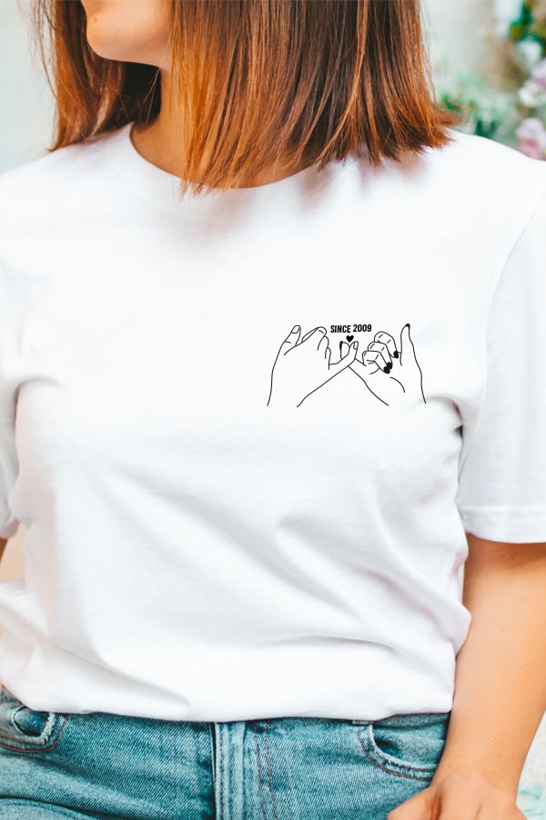T-shirt personnalisé couple | Mains T-shirt personnalisé couple | Mains