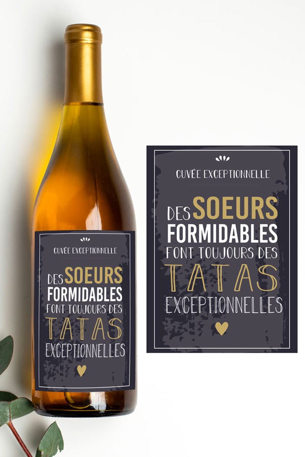 Étiquette bouteille annonce grossesse | Soeur et tatas