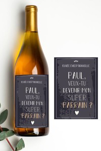 Étiquette bouteille personnalisée | Veux-tu devenir mon super parrain ?