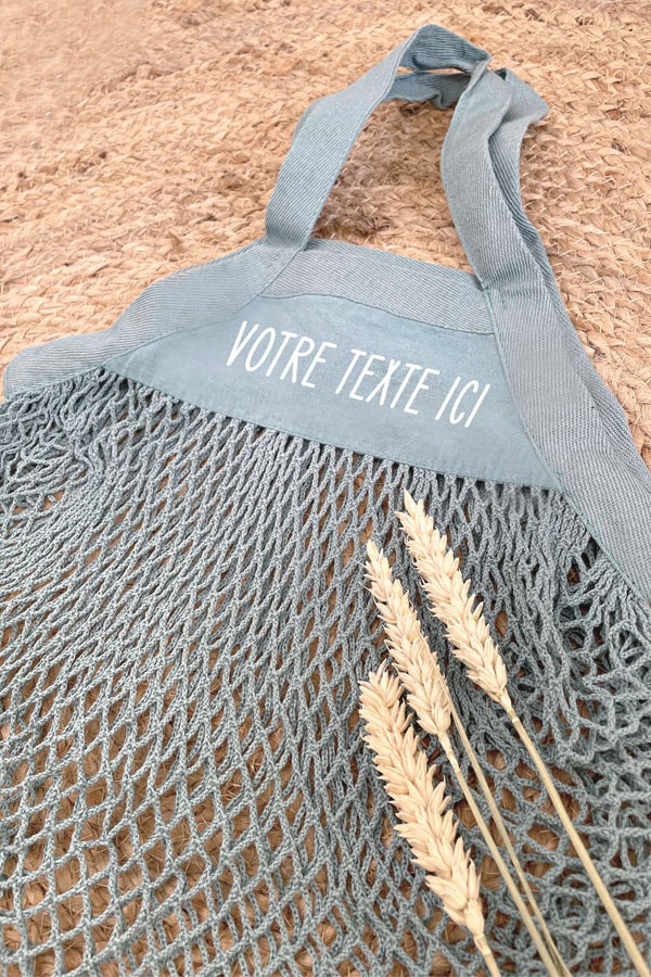 Sac filet vert personnalisé | Texte