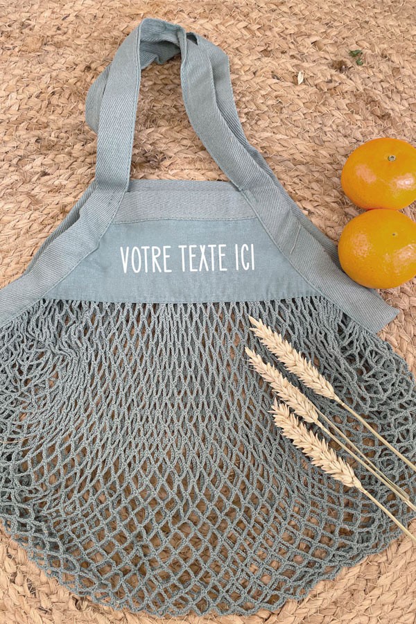 Sac filet vert personnalisé | Texte