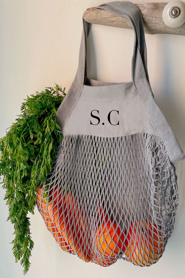 Sac filet personnalisé gris | Texte Sac filet personnalisé gris | Texte