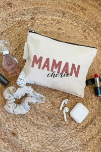 Pochette coton | Maman chérie - rose