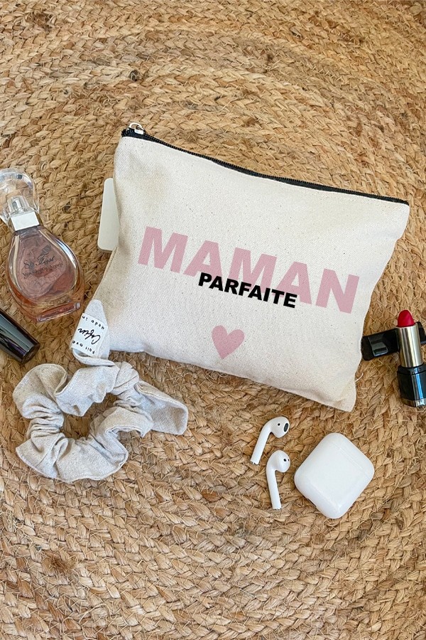 Pochette coton | Maman parfaite - rose