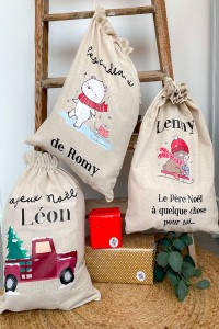 Hotte de Noël personnalisée | Ourson luge