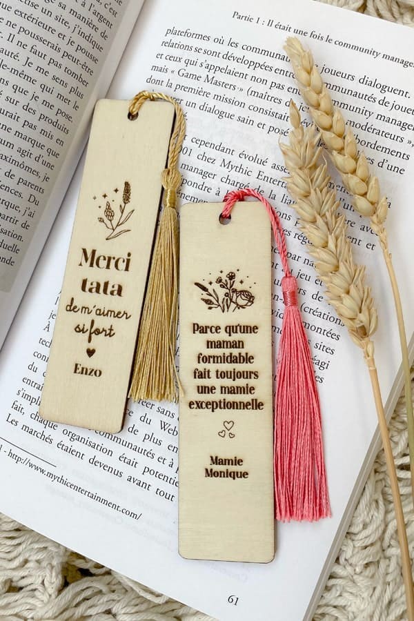 Marque-page En Bois Avec Pampille - Formes Papillon Et Violoncelle - Cadeau Pour Lecteurs, Étudiants