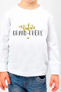 T-shirt enfant manches longues | Future grand frère - jaune