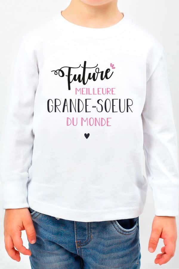 T-shirt enfant manches longues | Future grande-soeur - rouge