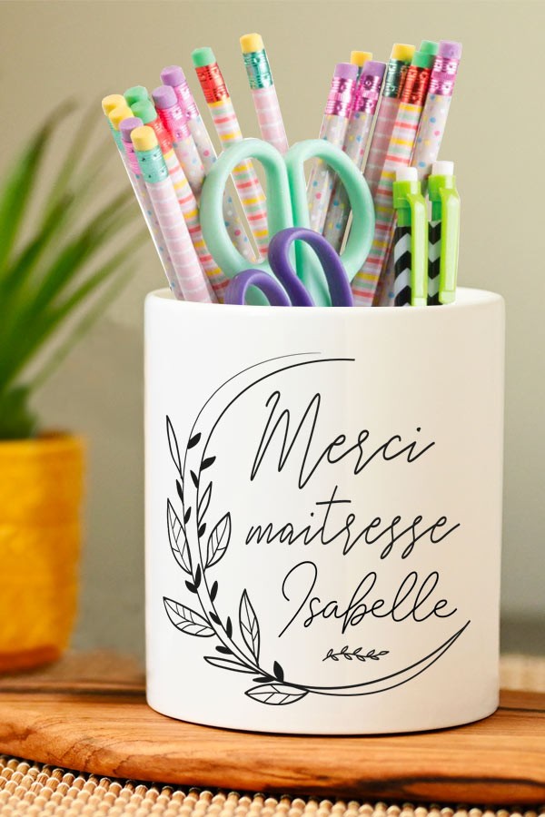 Pot à crayons - Merci Maîtresse - Fleurs