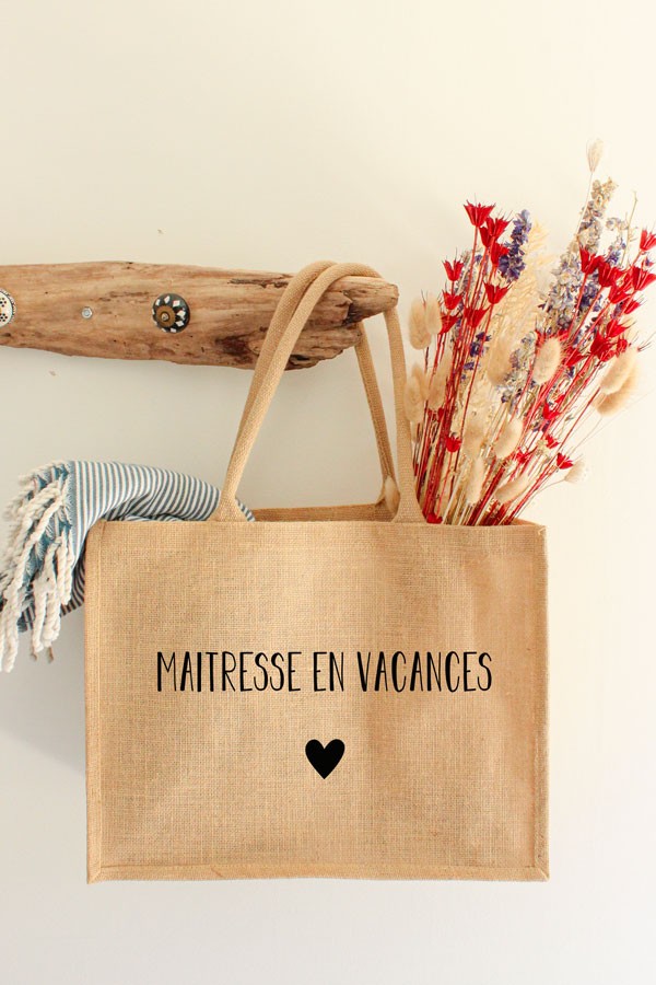 Cabas en jute personnalisé | Maîtresse