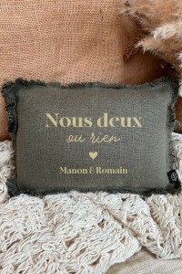 Mini Coussin personnalisé en 100 % lin | Nous ou rien