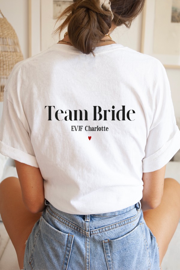 T-shirt personnalisé EVJF Team bride  dos | Texte