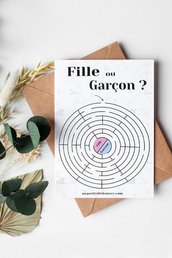 Carte d'annonce Fille ou Garçon | Labyrinthe Carte d'annonce Fille ou Garçon | Labyrinthe