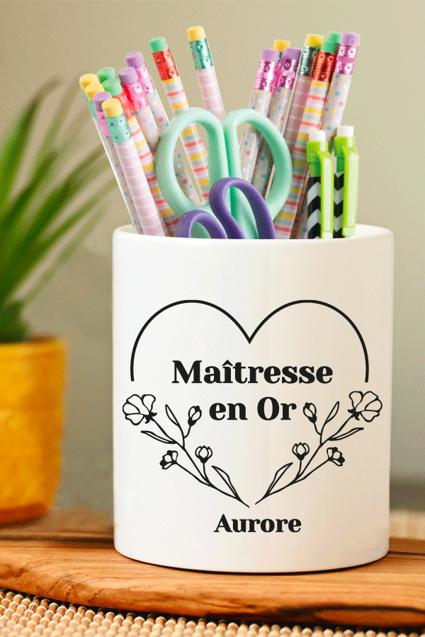 Pot à crayons - Maîtresse en or