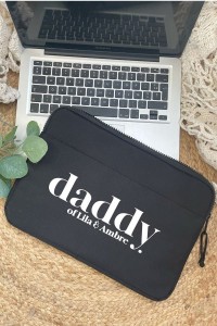 Housse d'ordinateur noir personnalisée | Daddy of