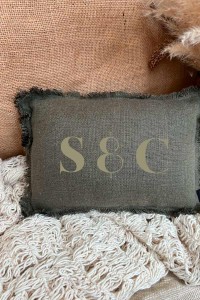 Mini Coussin personnalisé en 100 % lin | Initiales