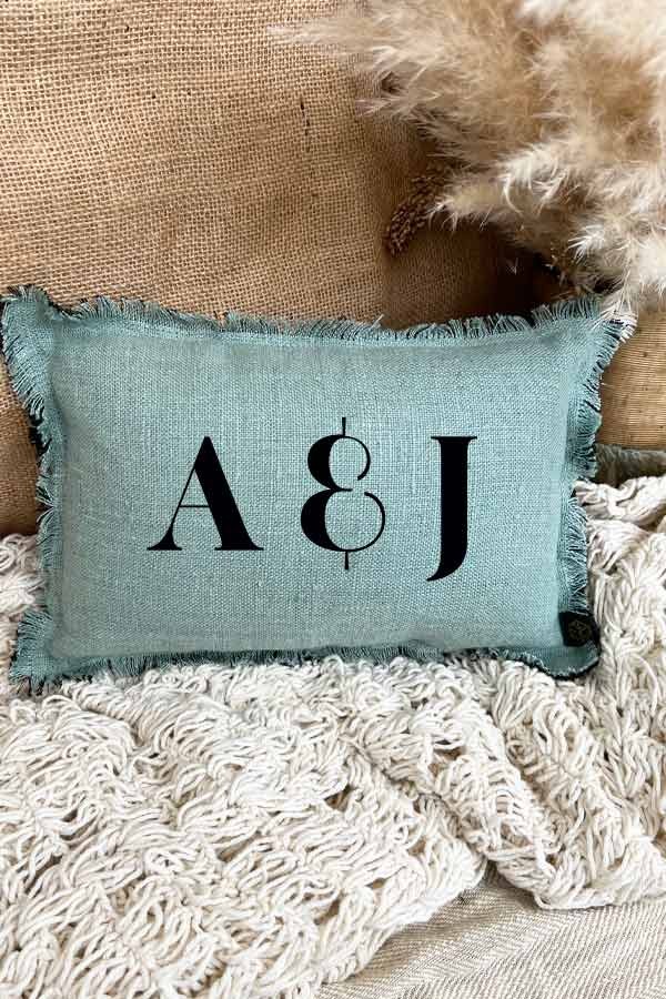 Mini Coussin personnalisé en 100 % lin | Initiales