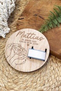 Support en bois pour bracelet de naissance | Famille