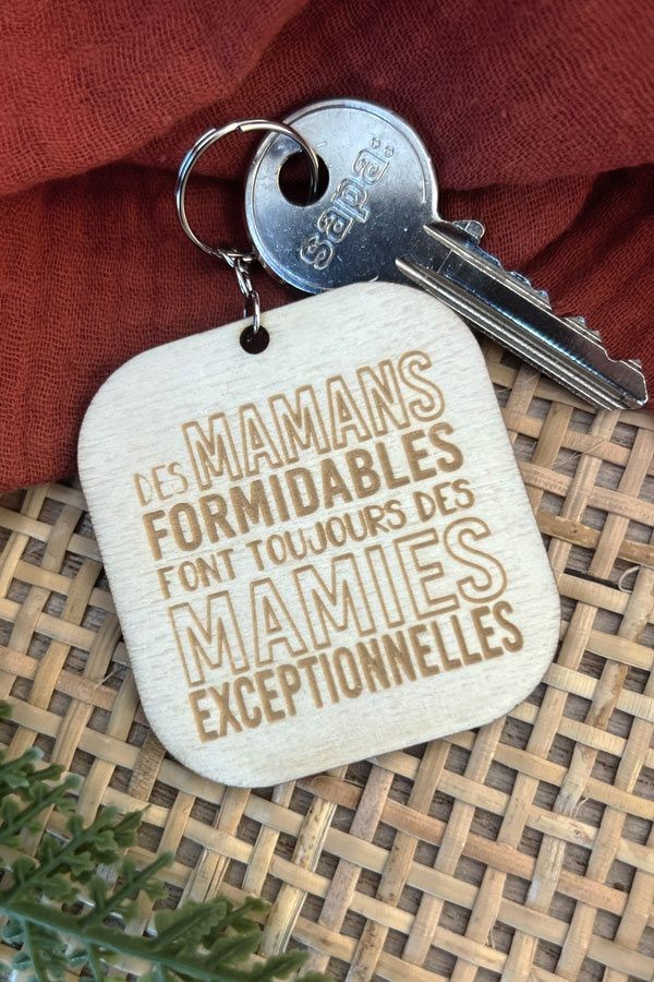 Porte-clés en bois | Citation Mamans et Mamies
