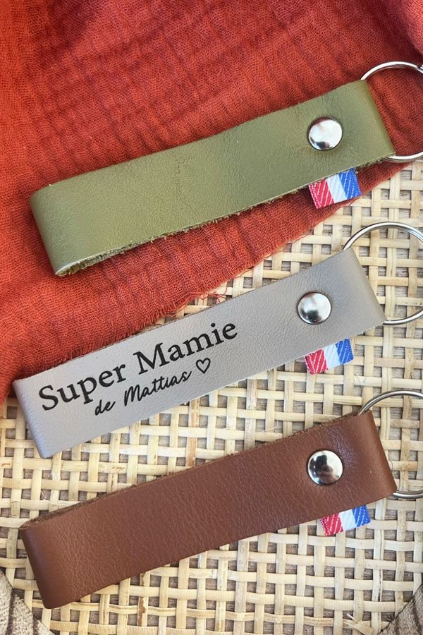 Porte-clés en cuir personnalisé | Mamie Porte-clés en cuir personnalisé | Mamie