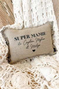 Mini Coussin personnalisé en 100 % lin | Spécial Mamie