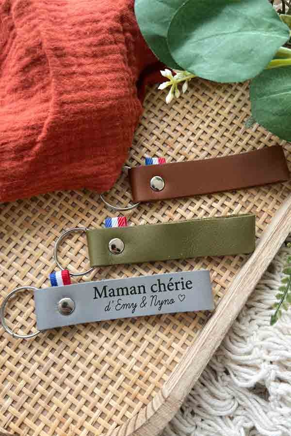 Porte-clés en cuir personnalisé | Maman