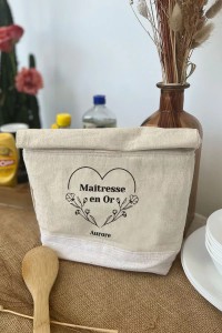 Pochette isotherme en coton personnalisée | Maîtresse fleuri