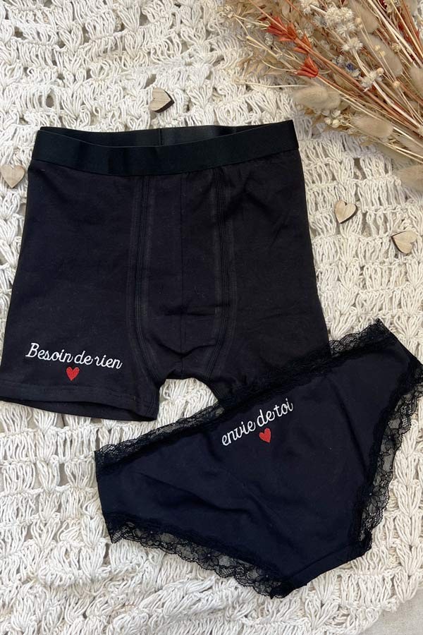 Duo caleçon et culotte | brodés