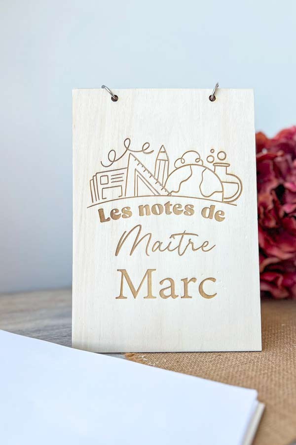 Carnet en bois personnalisé pour Maître | Fournitures