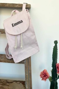 Sac à dos rose pâle personnalisé enfant | Prénom