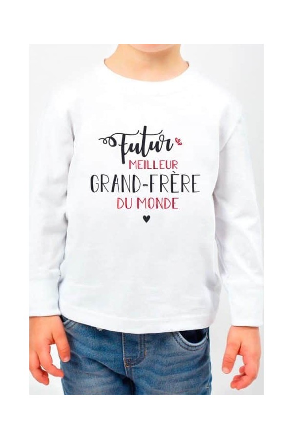 T-shirt enfant manches longues | Futur grand-frère - rouge