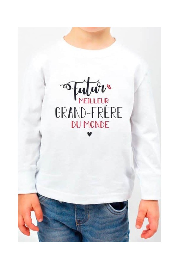 T-shirt enfant manches longues | Futur grand-frère - rouge