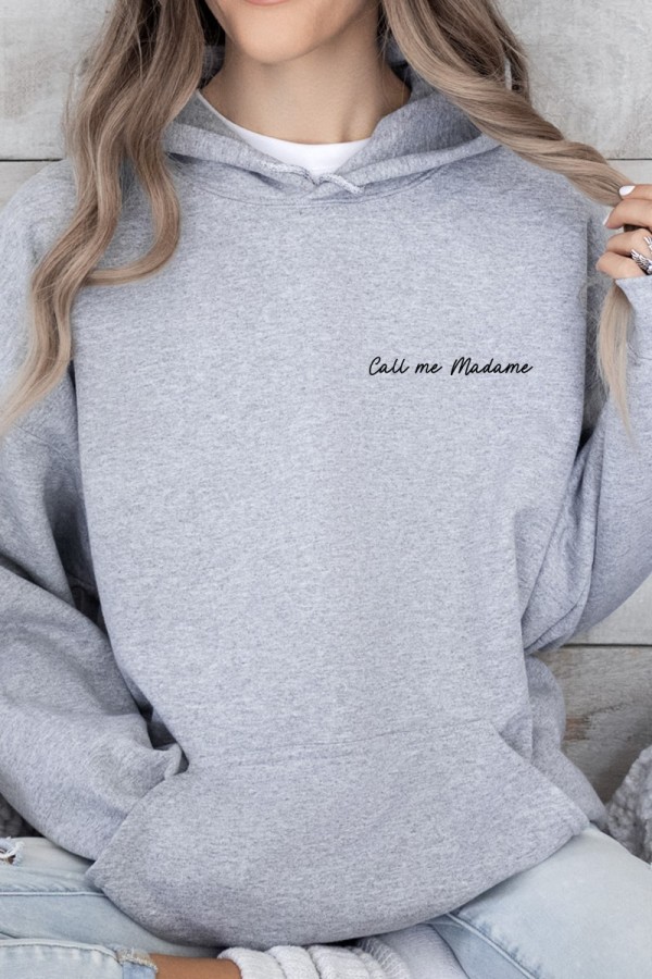 Sweat à Capuche 'Call Me Madame' Rose Pour Femme Et Fille - 100% Polyester, Coupe Moderne, Impression Numérique - 9