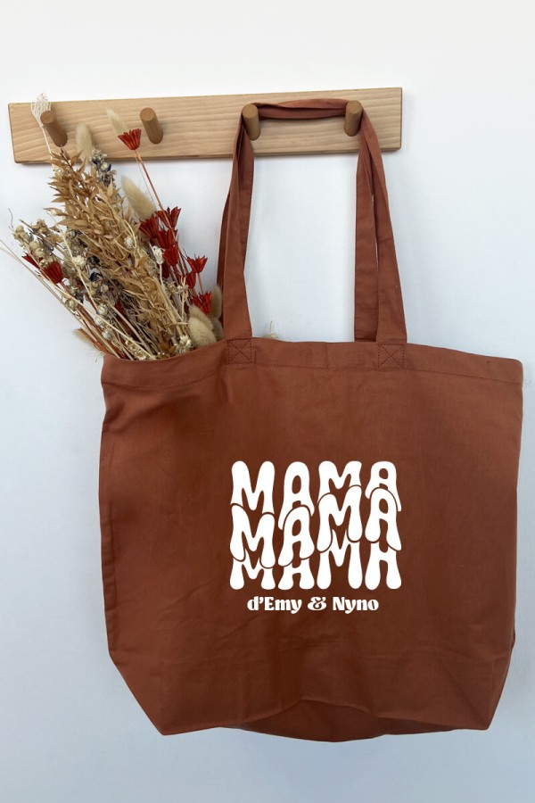 Cabas en coton personnalisé | Mama rétro