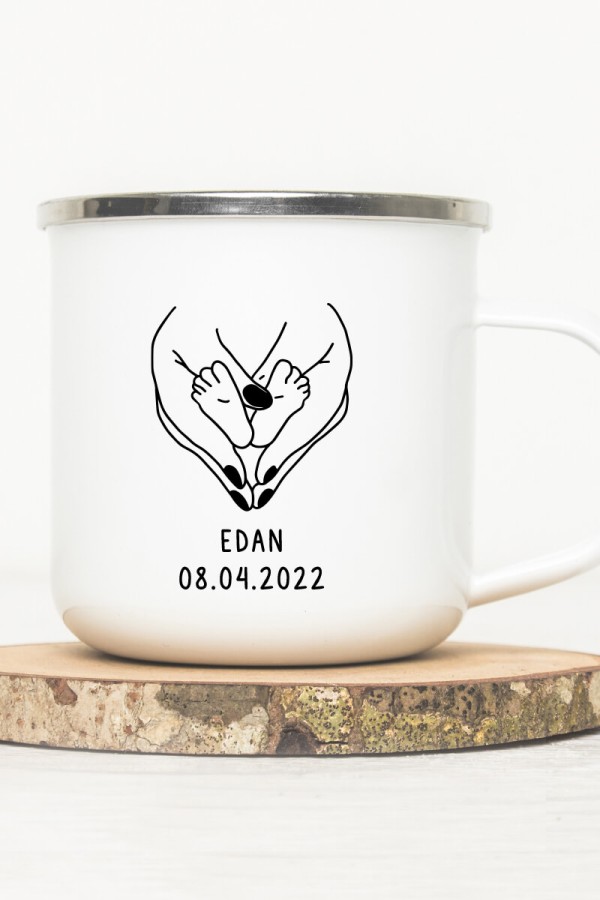 Mug vintage métal personnalisé | Mains, pieds bébé Mug vintage métal personnalisé | Mains, pieds bébé