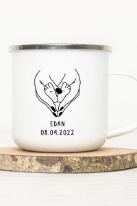 Mug vintage métal personnalisé | Mains, pieds bébé