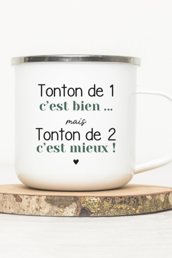 Mug vintage métal | Tonton de 1, tonton de 2