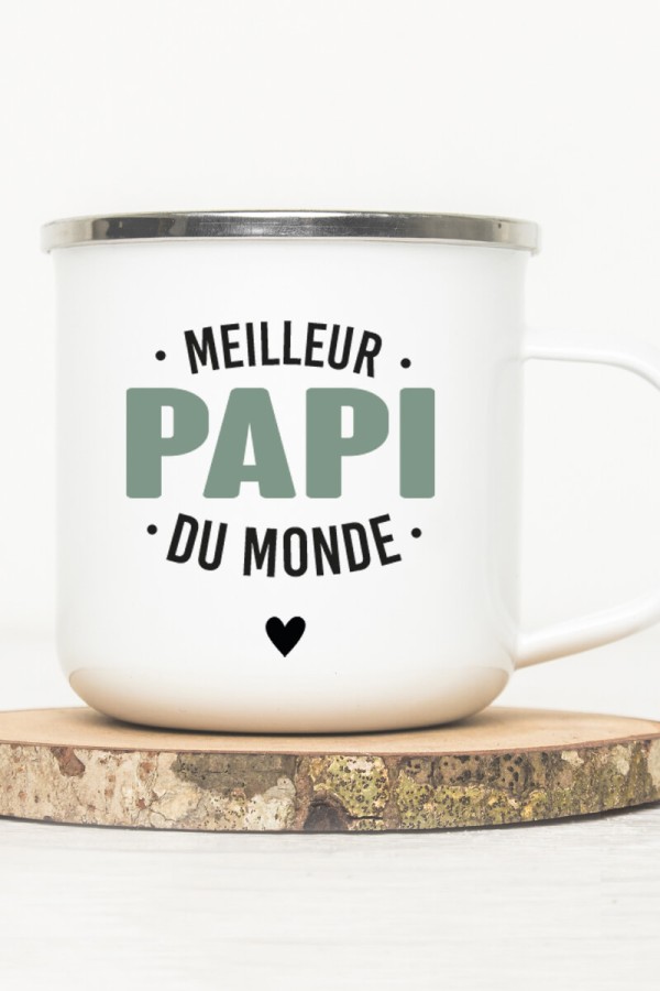 Mug vintage métal personnalisé | Meilleur papi du monde