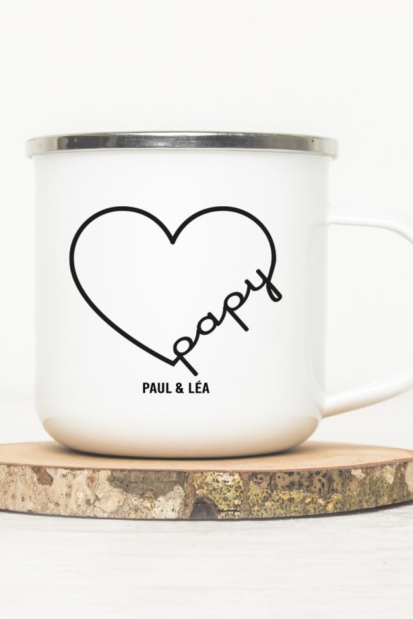 Mug vintage métal | Papy coeur