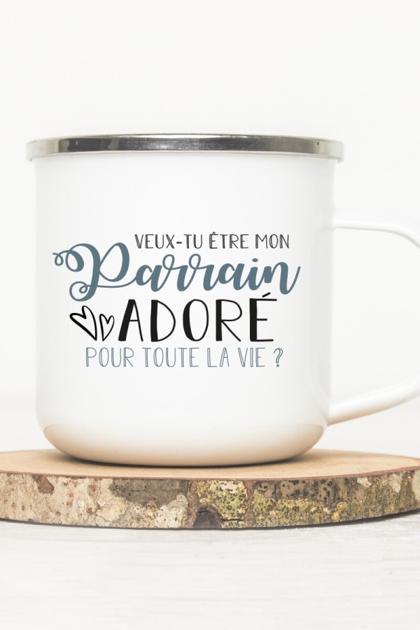 Mug émaillé - Veux-tu être mon Parrain pour toute la vie ?