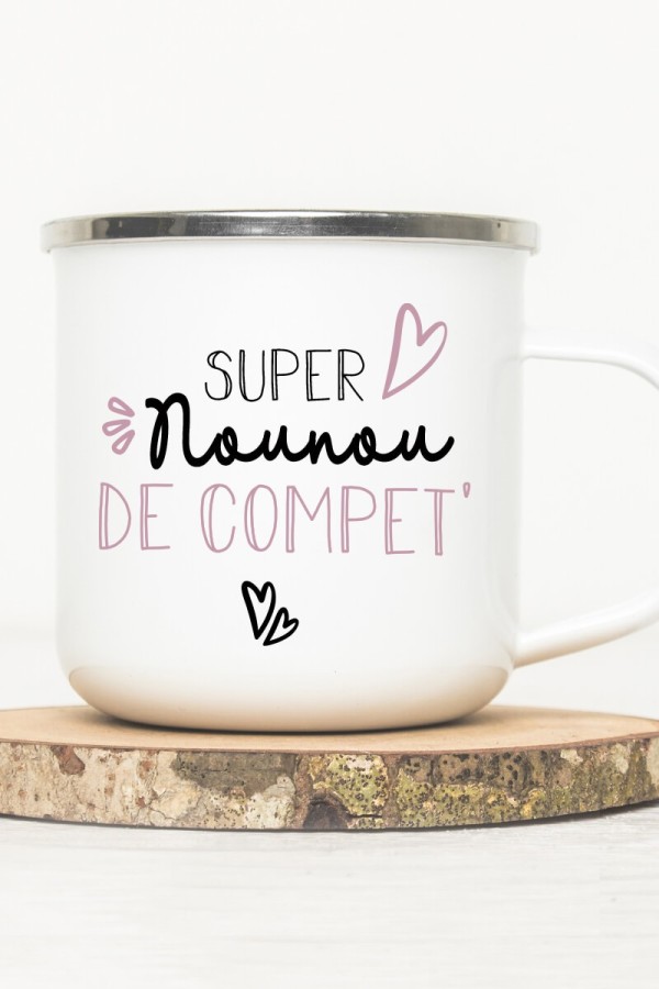 Mug vintage métal | Super Nounou de compet'