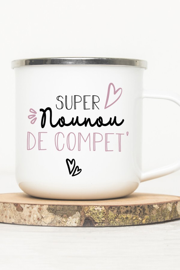 Mug vintage métal | Super Nounou de compet'